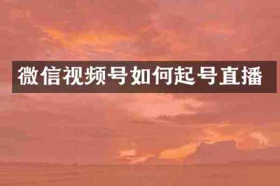微信视频号如何起号直播