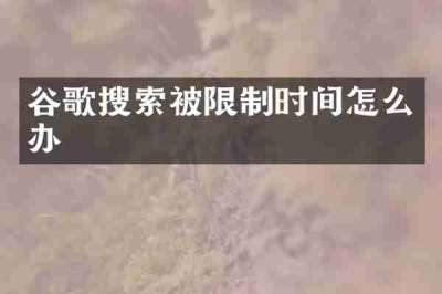 谷歌搜索被限制时间怎么办