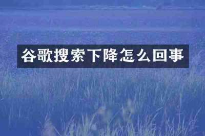 谷歌搜索下降怎么回事