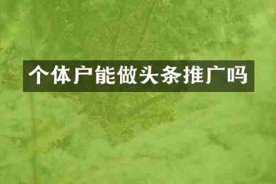 个体户能做头条推广吗