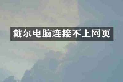 戴尔电脑连接不上网页
