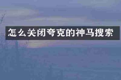 怎么关闭夸克的神马搜索