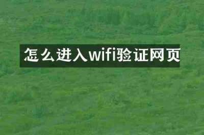 怎么进入wifi验证网页