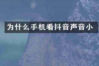 为什么手机看抖音声音小