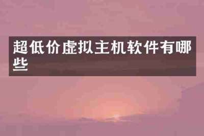 超低价虚拟主机软件有哪些