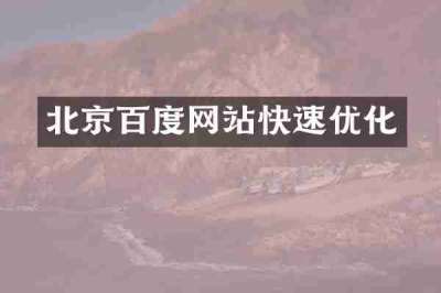 北京百度网站快速优化