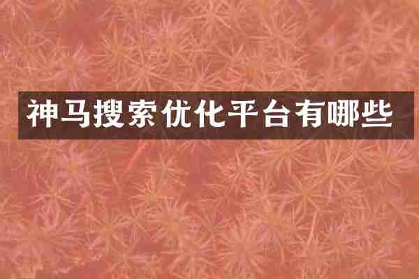 神马搜索优化平台有哪些