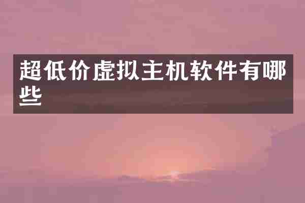 超低价虚拟主机软件有哪些