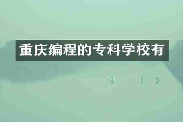 重庆编程的专科学校有