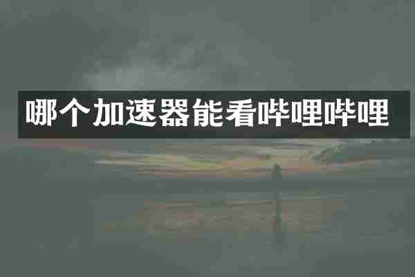 哪个加速器能看哔哩哔哩