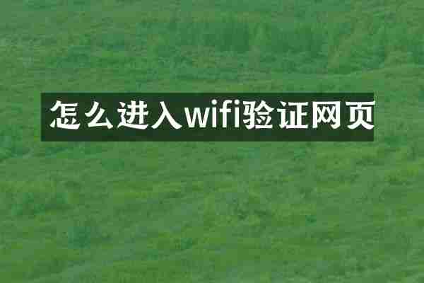怎么进入wifi验证网页