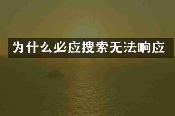 为什么必应搜索无法响应