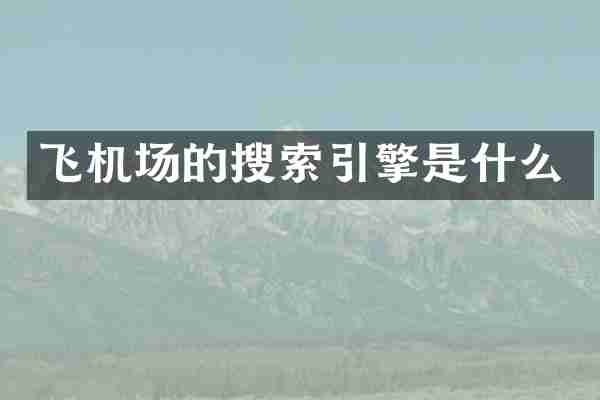 飞机场的搜索引擎是什么