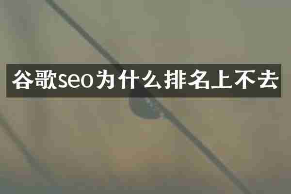 谷歌seo为什么排名上不去