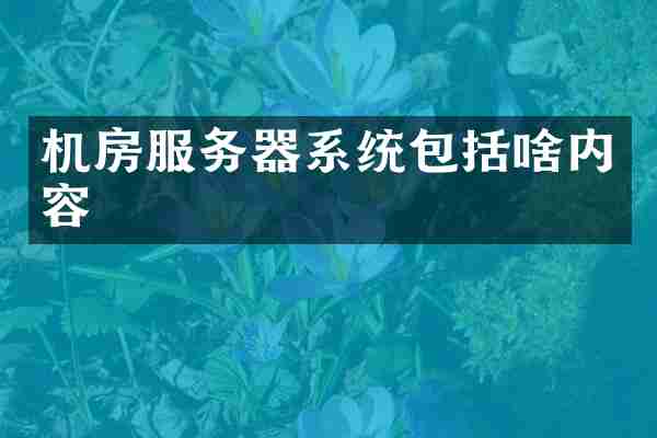 机房服务器系统包括啥内容