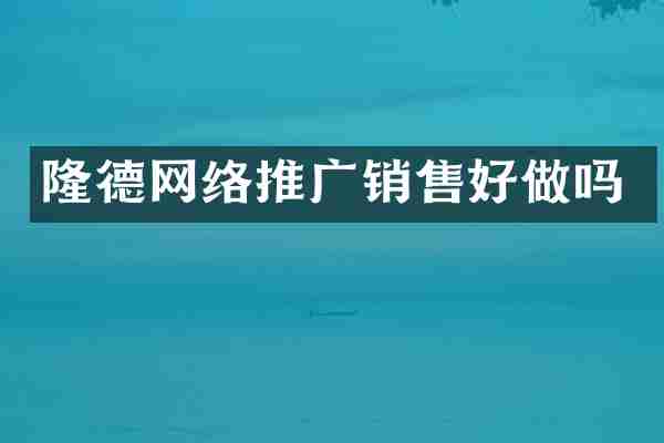 隆德网络推广销售好做吗