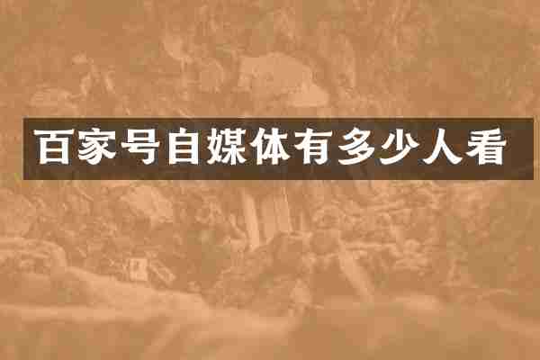 百家号自媒体有多少人看