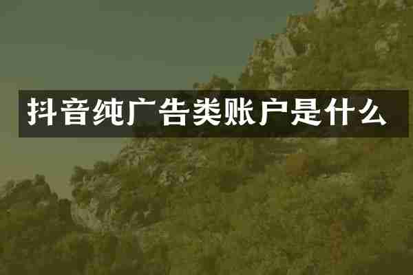 抖音纯广告类账户是什么
