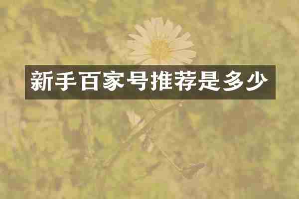 新手百家号推荐是多少