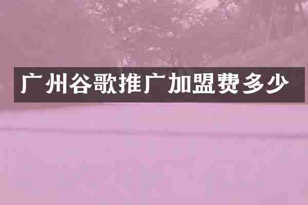 广州谷歌推广加盟费多少