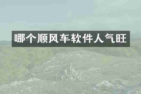 哪个顺风车软件人气旺