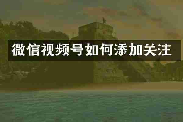 微信视频号如何添加关注