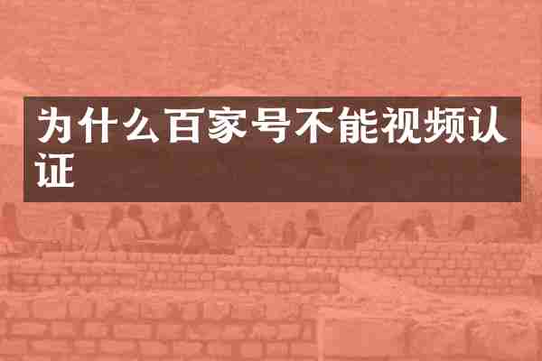 为什么百家号不能视频认证