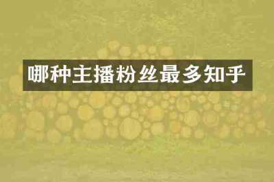 哪种主播粉丝最多知乎