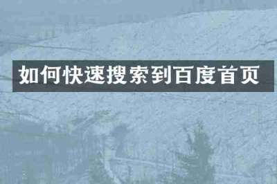 如何快速搜索到百度首页