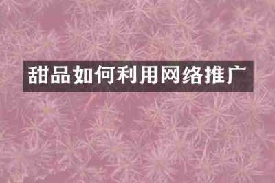 甜品如何利用网络推广
