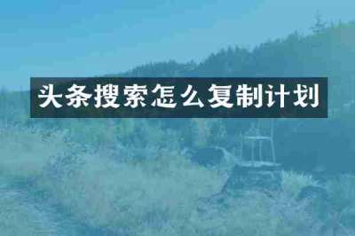 头条搜索怎么复制计划