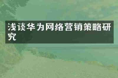 浅谈华为网络营销策略研究