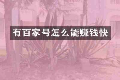 有百家号怎么能赚钱快