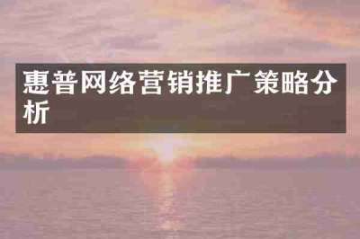 惠普网络营销推广策略分析