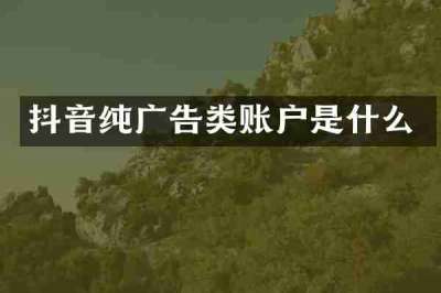 抖音纯广告类账户是什么