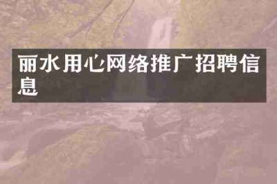 丽水用心网络推广招聘信息