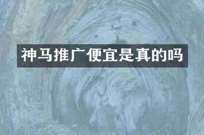神马推广便宜是真的吗