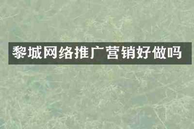 黎城网络推广营销好做吗