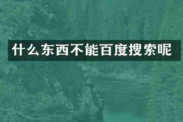 什么东西不能百度搜索呢