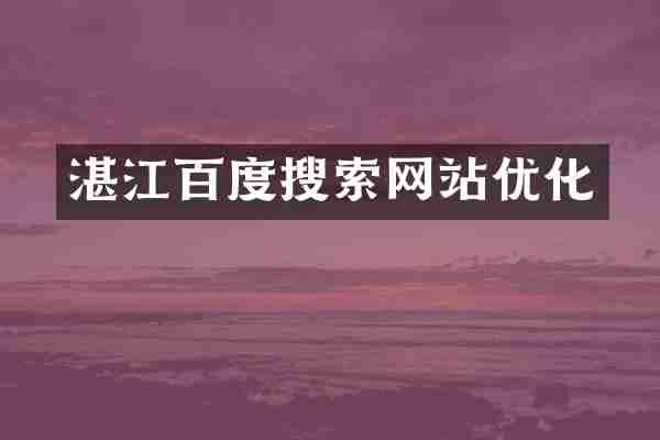 湛江百度搜索网站优化