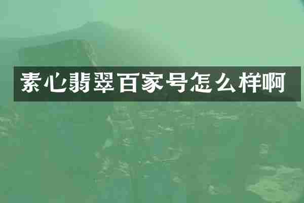 素心翡翠百家号怎么样啊