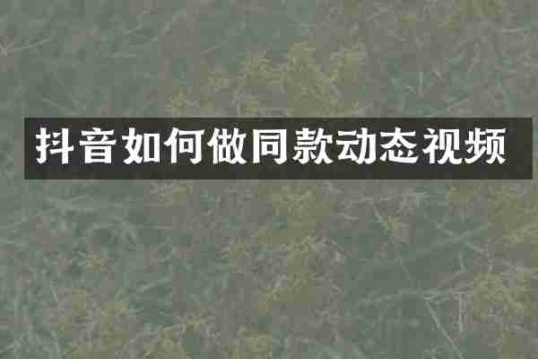 抖音如何做同款动态视频