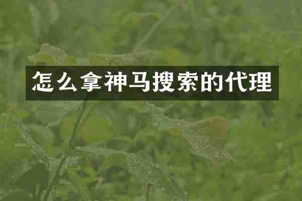 怎么拿神马搜索的代理