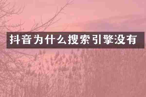 抖音为什么搜索引擎没有