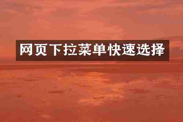 网页下拉菜单快速选择