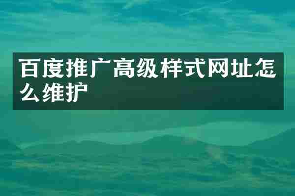 百度推广高级样式网址怎么维护