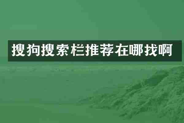 搜狗搜索栏推荐在哪找啊