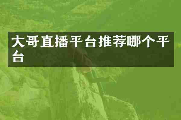 大哥直播平台推荐哪个平台