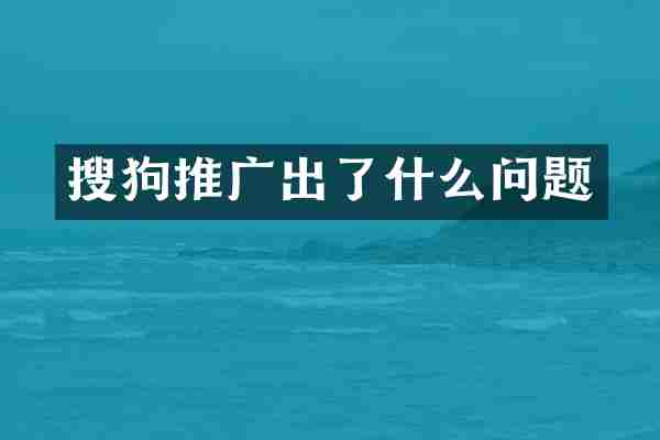 搜狗推广出了什么问题