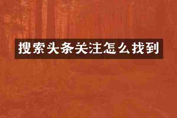 搜索头条关注怎么找到